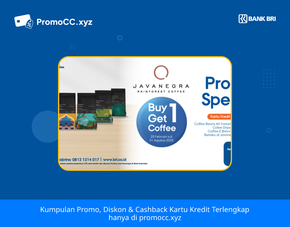Promo Javanegra: Diskon BRI Buy 1 Get 1 Coffee - Bank Rakyat Indonesia - Javanegra Coffee